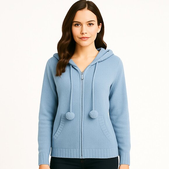Dish Cardigan Sz L Light blue so soft hooded zip up - Picture 1 of 6